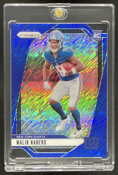 2024 Panini Prizm Blue Shimmer Prizm #370 Malik Nabers RC /25