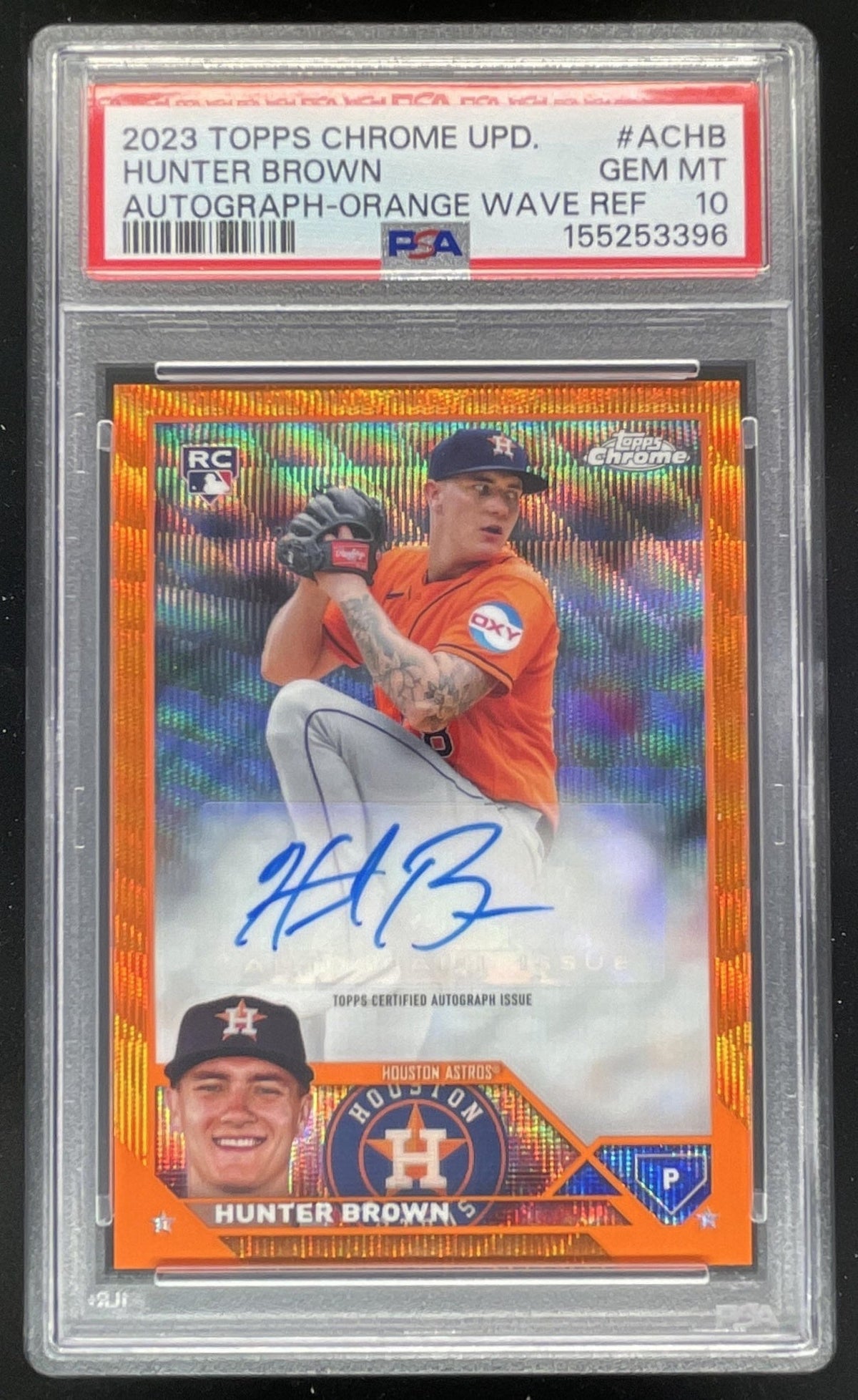 2023 Topps Chrome Orange Wave #RA-HBR Hunter Brown RC Auto /25 PSA 10