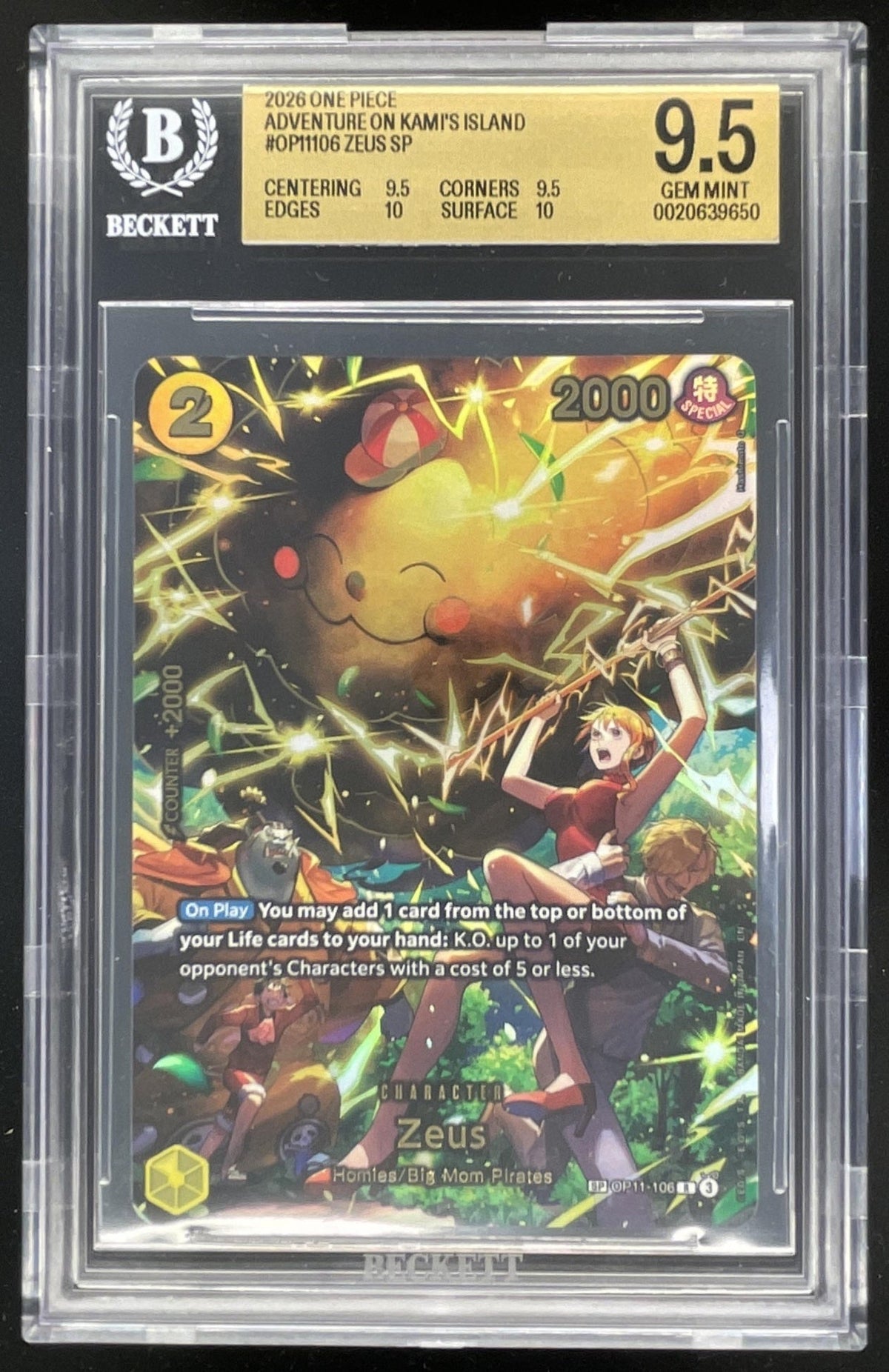 2026 One Piece Adventure on Kami's Island Special Card #OP11-106 Zeus BGS 9.5