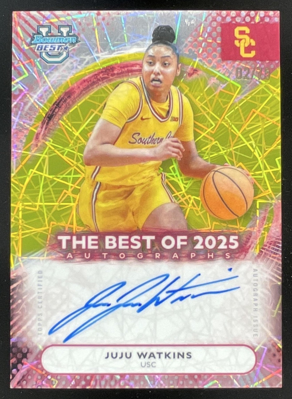 2025-26 Bowman Best University Best of 2025 Yellow Lazer Juju Watkins Auto /75