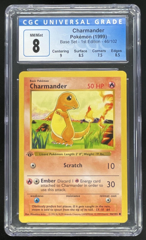 1999 Pokemon 1st Edition Set #46/102 Charmander CGC 8
