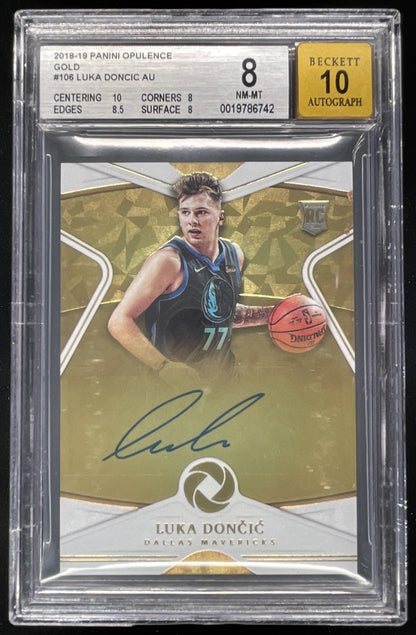 2018-19 Opulence Rookie Gold #106 Luka Doncic RC Auto /25 BGS 8