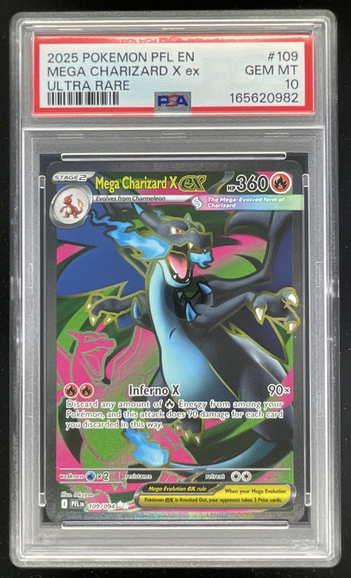 2025 Pokemon Phantasmal Flames #109/094 Mega Charizard X ex Ultra Rare PSA 10