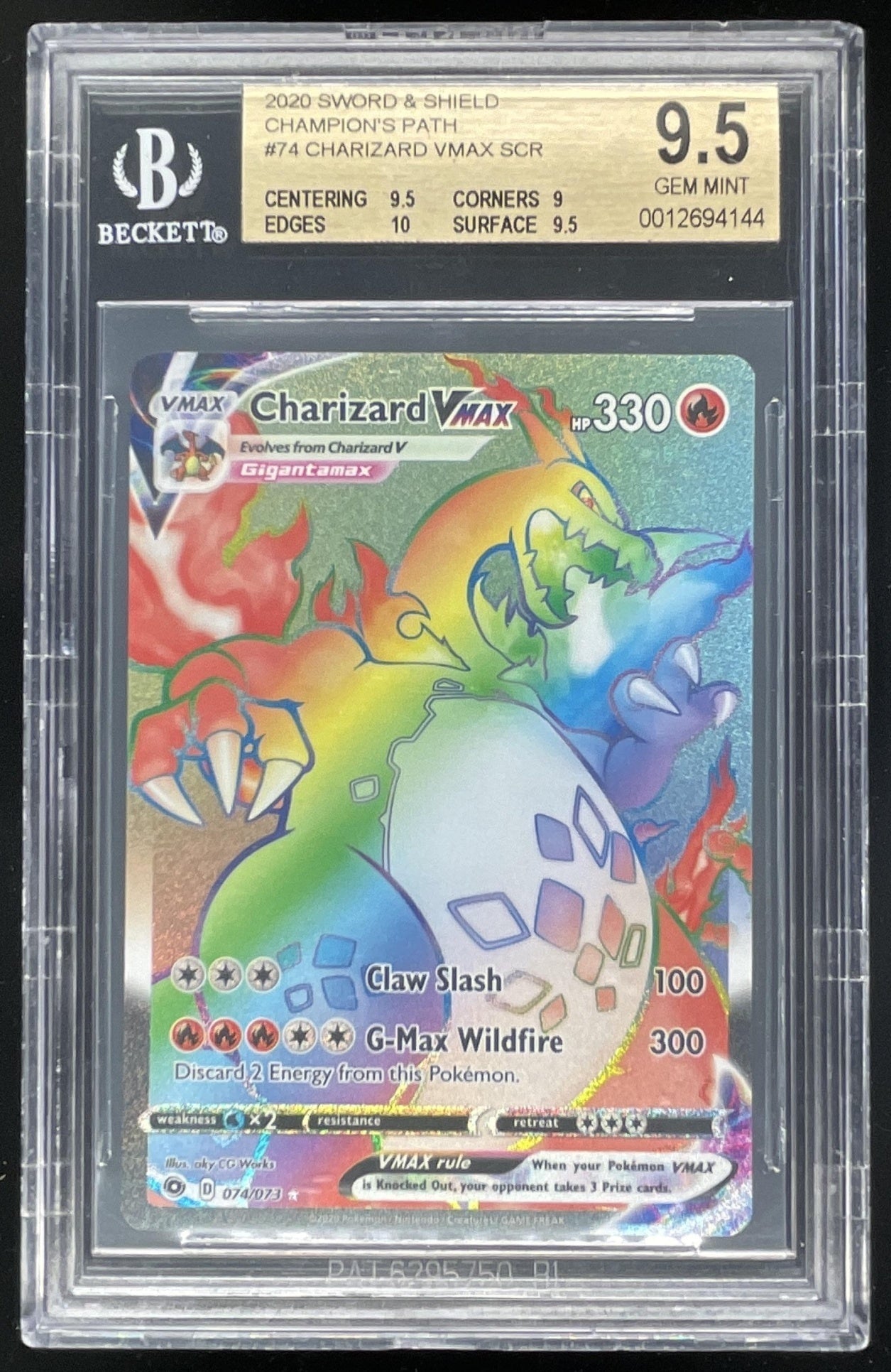 2020 Pokemon Sword & Shield Champion's Path #074/073 Charizard VM BGS 9.5