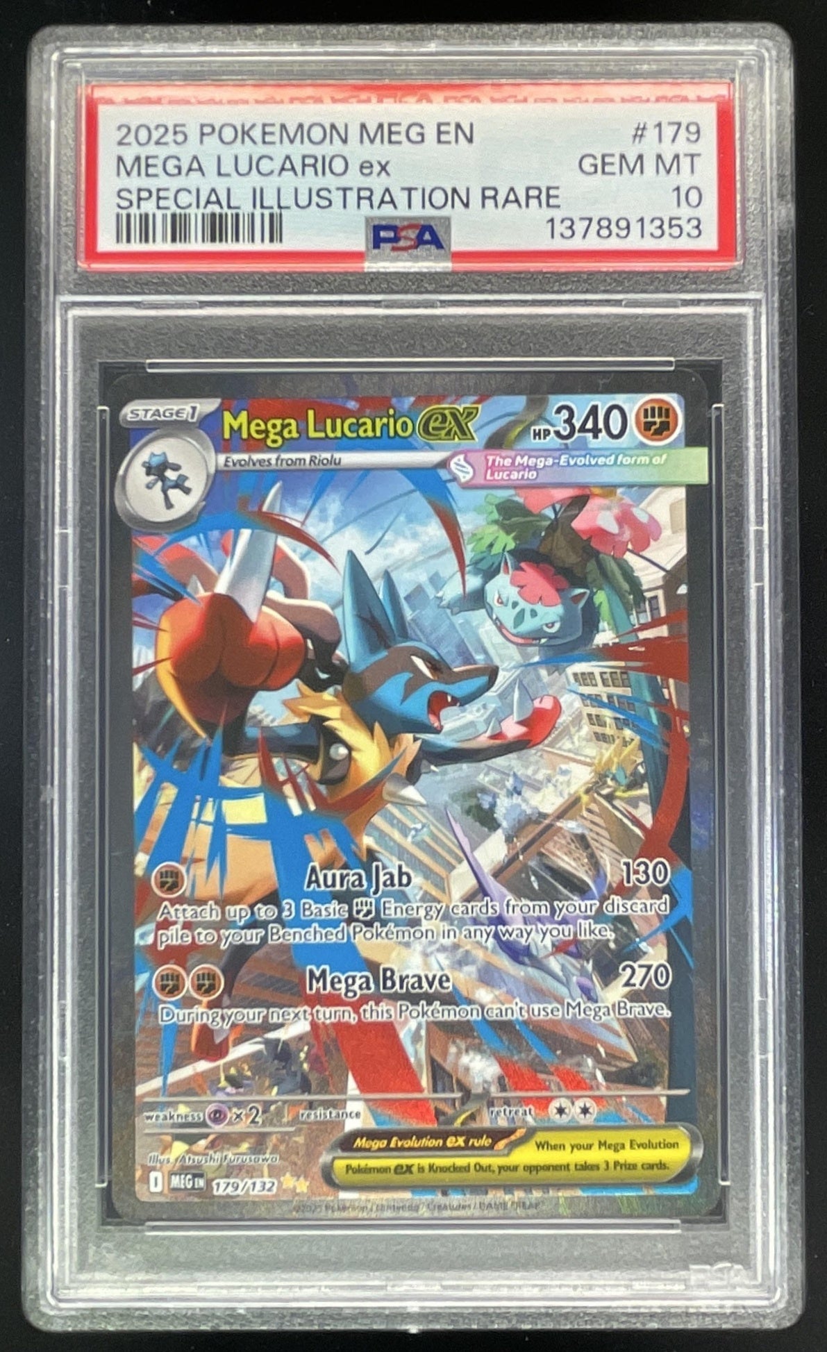 2025 Pokemon Mega Evolution #179/132 Mega Lucario ex Special Illustration PSA 10