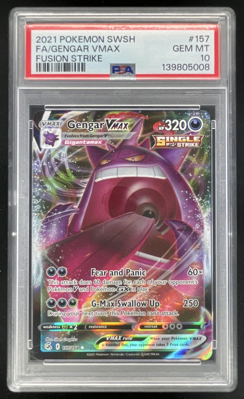 2021 Pokemon Sword & Shield Fusion Strike #157/264 Gengar VMAX PSA 10