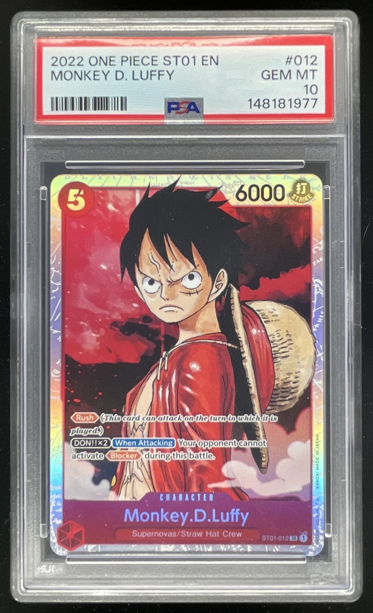 2022 One Piece #ST01-012 Monkey D. Luffy PSA 10