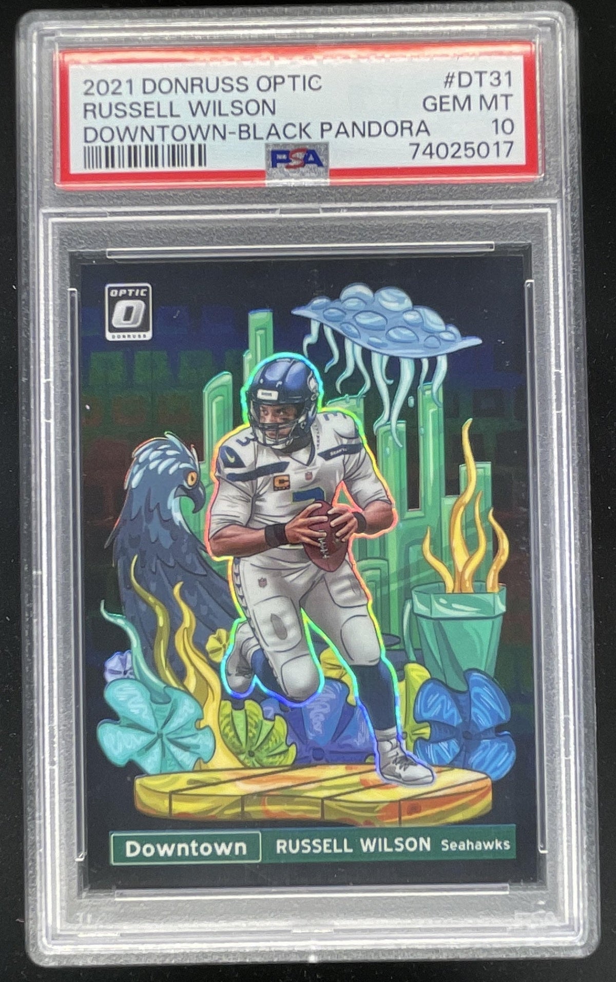 2021 Donruss Optic Downtown Black Pandora #DT31 Russel Wilson PSA 10