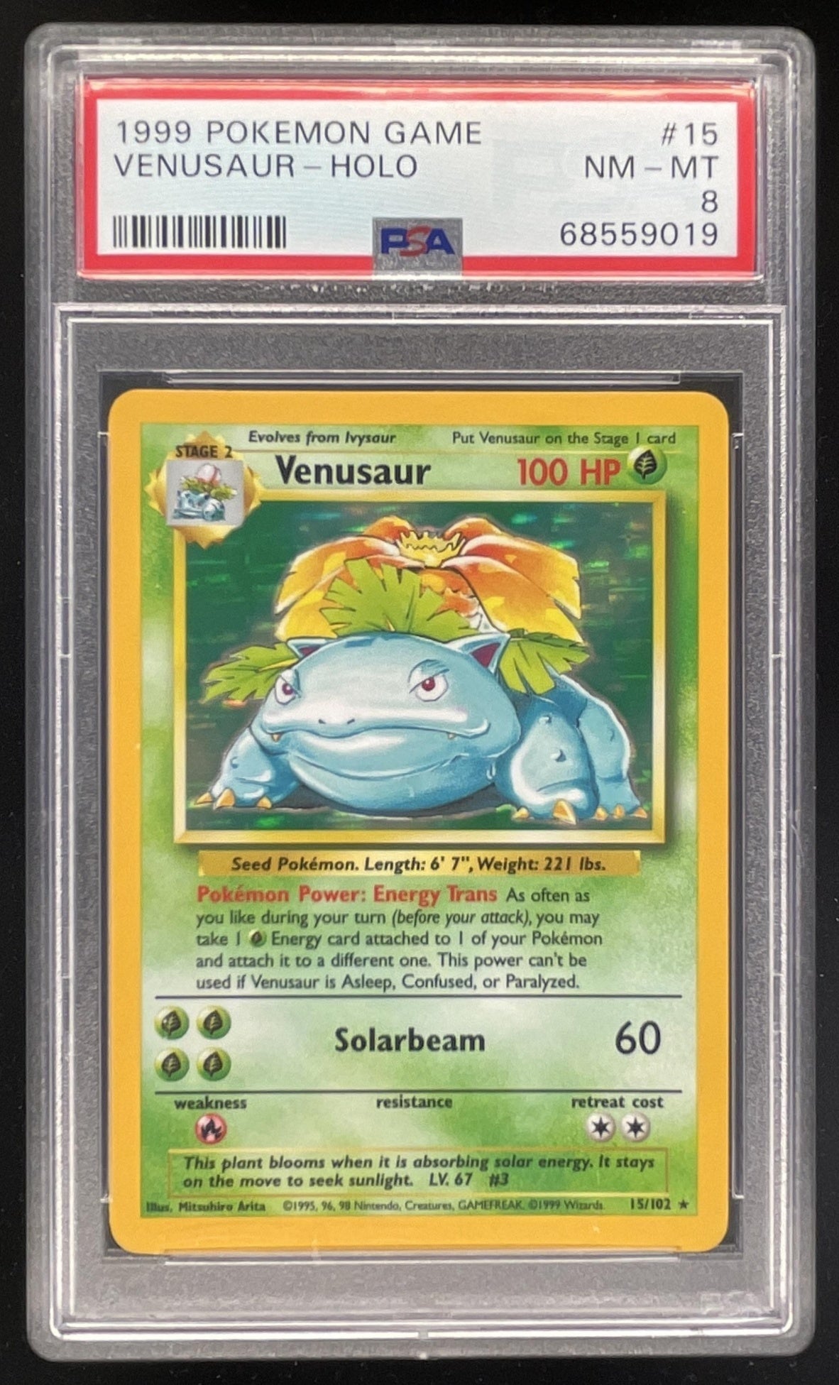1999 Pokemon Shadowless Set #15/102 Venusaur Holo PSA 8