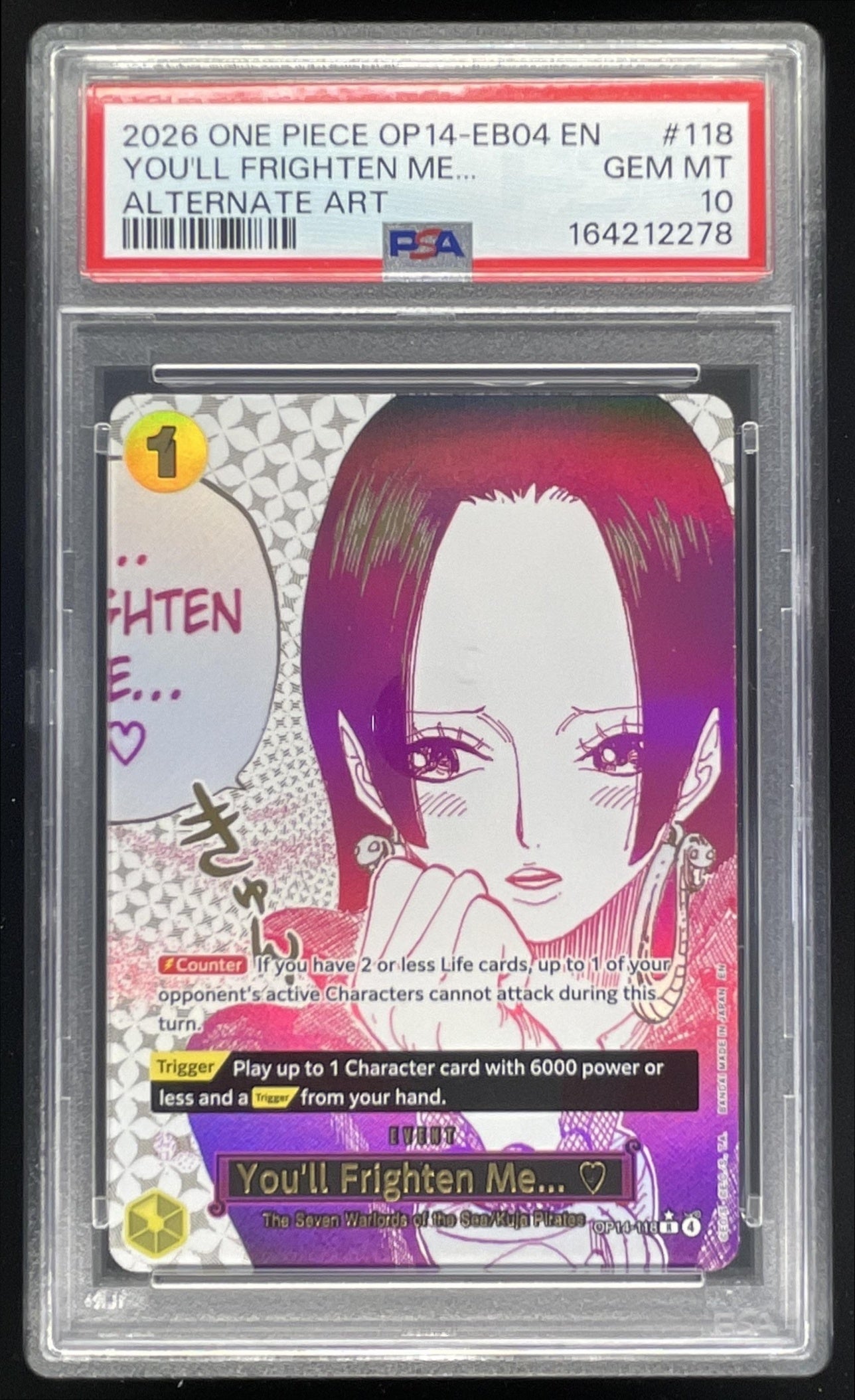 2026 One Piece You'll Frighten Me... #OP14-118 Boa Hancock PSA 10