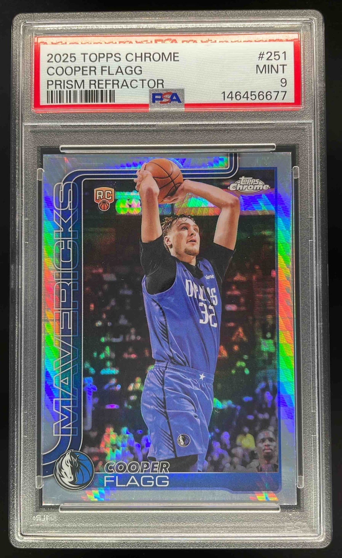 2025-26 Topps Chrome Prism Refractor #251 Cooper Flagg RC PSA 9