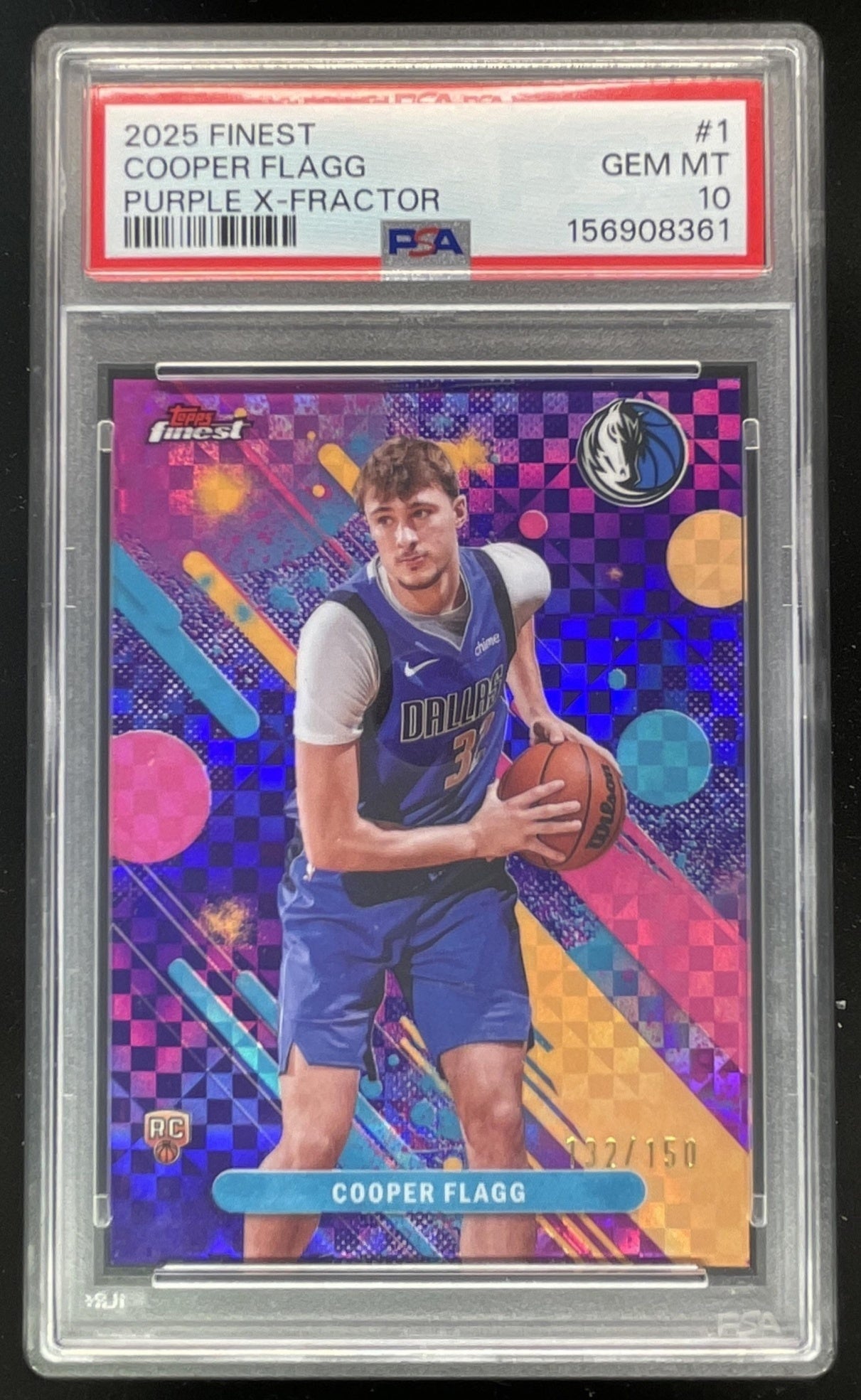 2025-26 Topps Finest Common Purple X-Fractor #1 Cooper Flagg RC /150 PSA 10