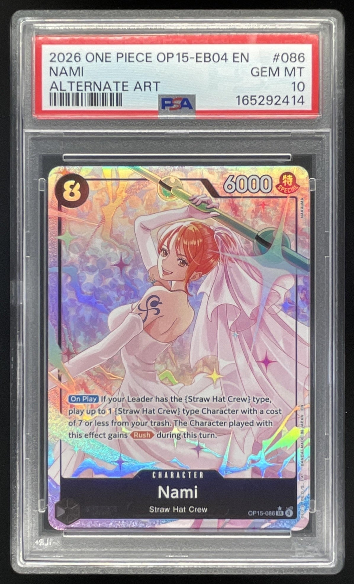 2026 One Piece Adventure on Kami's Island Alternate Art #OP15-086 Nami PSA 10