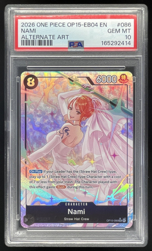 2026 One Piece Adventure on Kami's Island Alternate Art #OP15-086 Nami PSA 10