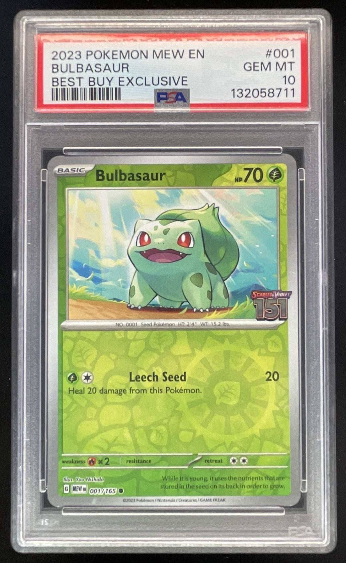 2023 Pokemon SV 151 Promos #001/165 Bulbasaur Reverse Holo PSA 10