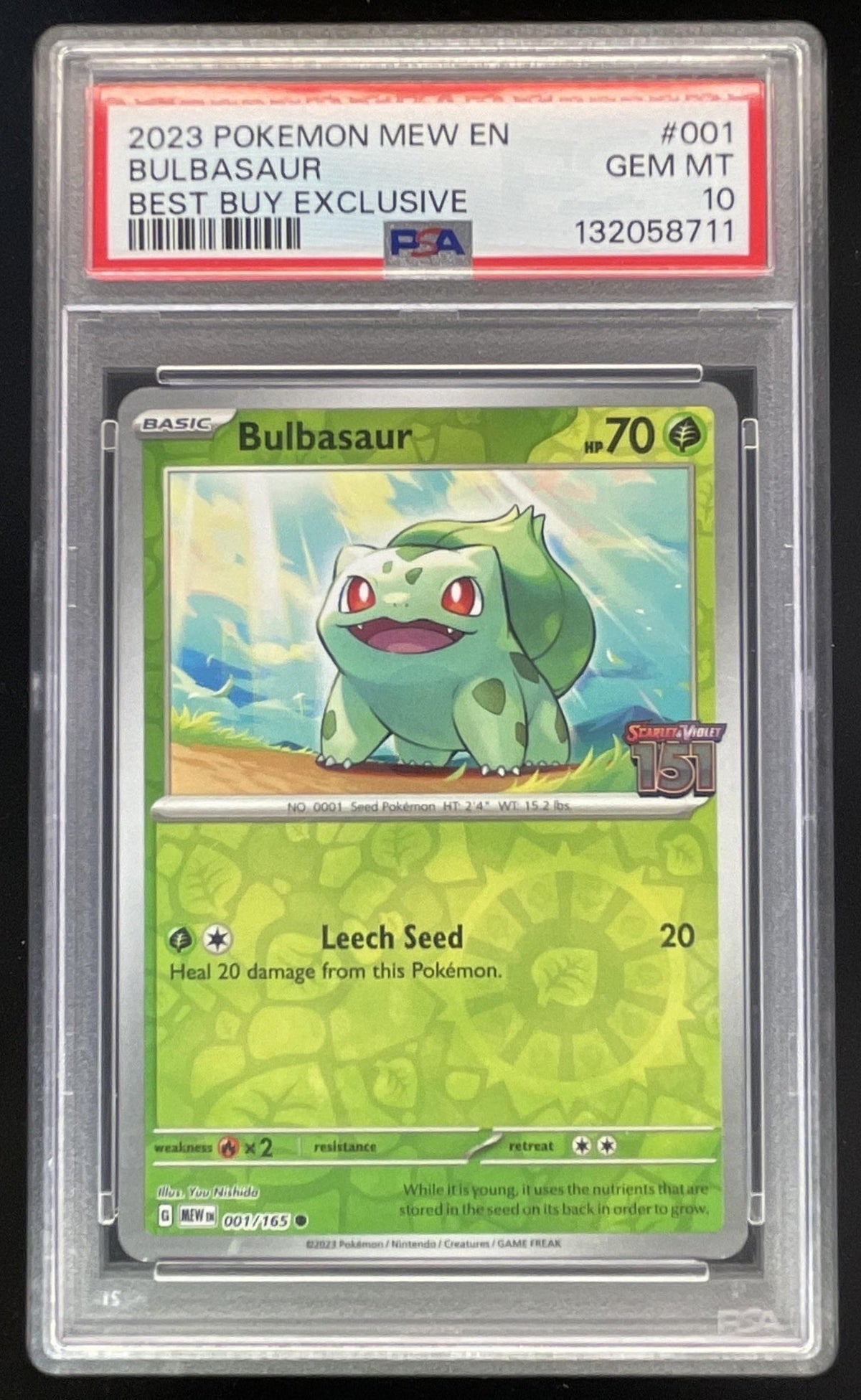 2023 Pokemon SV 151 Promos #001/165 Bulbasaur Reverse Holo PSA 10