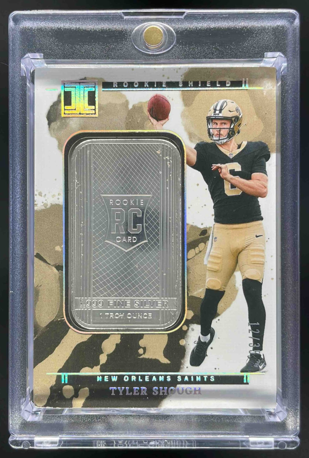 2025 Impeccable Rookie Shield Metal Bars Silver Bar #15 Tyler Shough RC /35