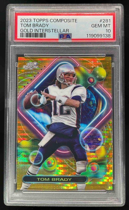 2023 Topps Composite Cosmic Chrome Gold Intersteller #281 Tom Brady /50 PSA 10