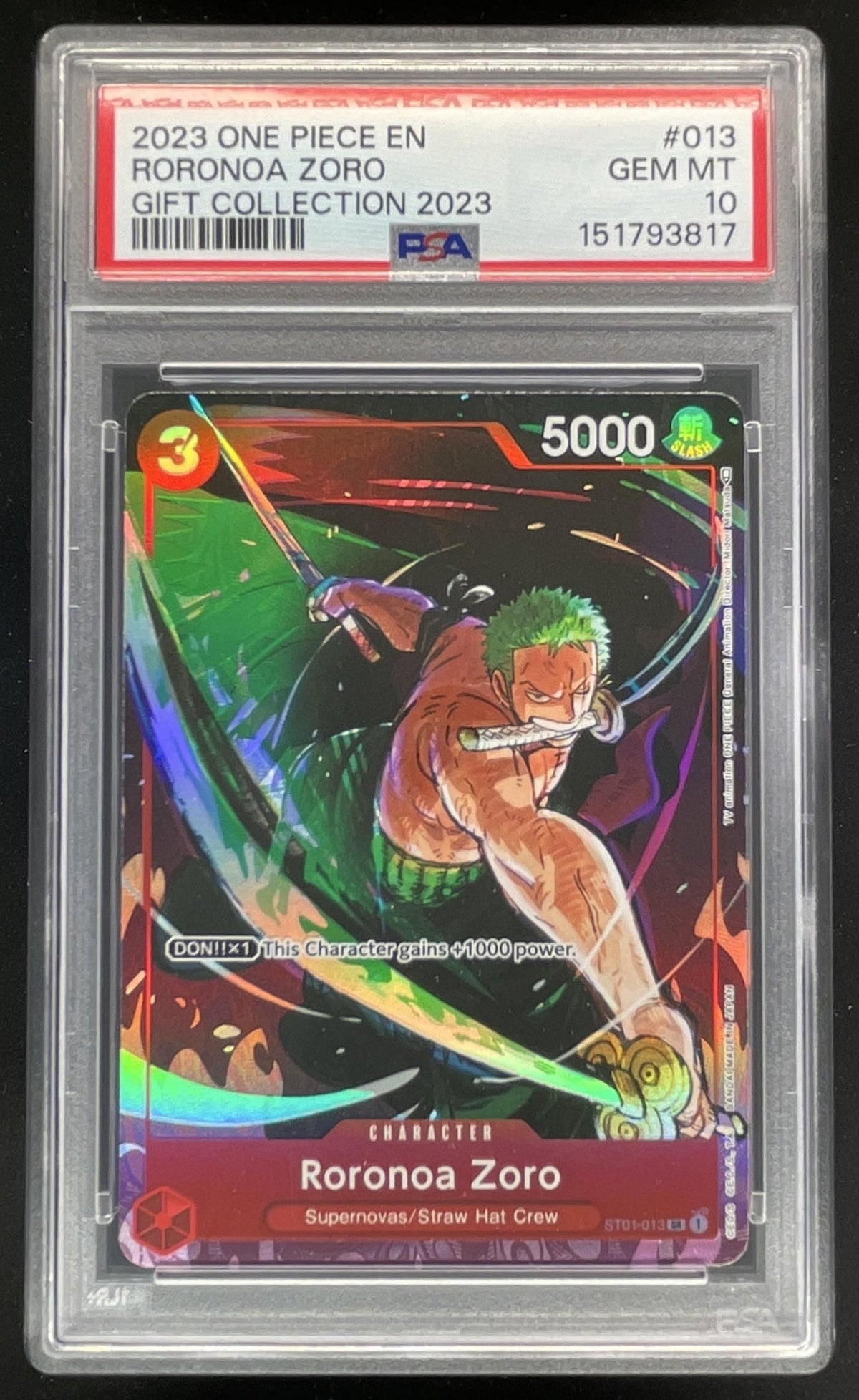 2023 One Piece Gift Collection #ST01-013 Roronoa Zoro PSA 10