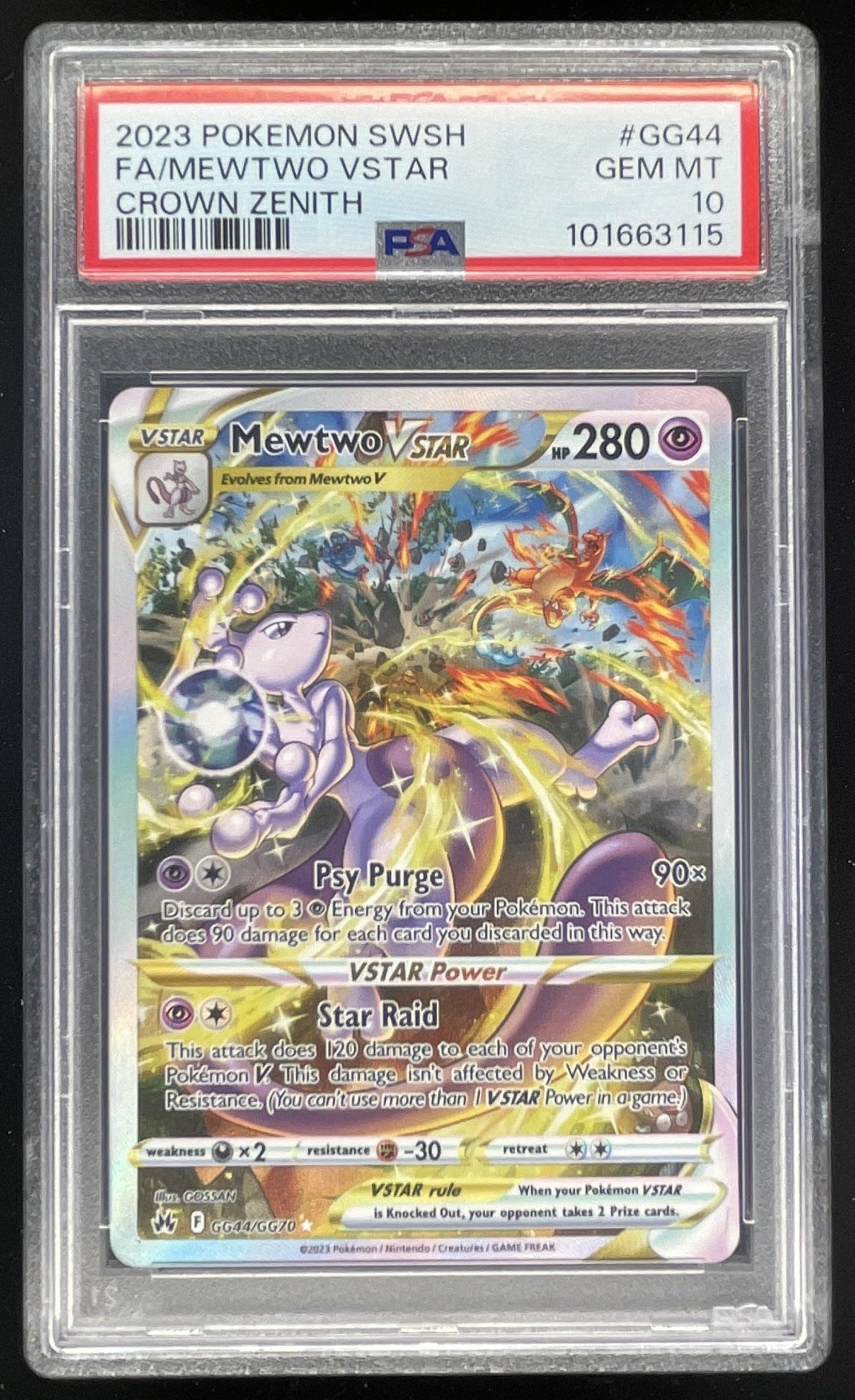 2023 Pokemon Sword Shield Crown Zenith Galarian Gallery #GG44/GG70 Mewtwo PSA 10