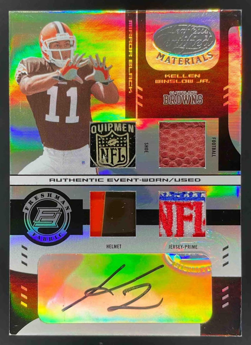 2004 Leaf Certified Materials Mirror Black Kellen Winslow Jr. RC Auto 1/1
