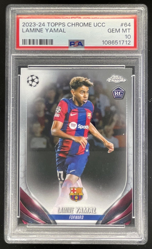 2023-24 Topps Chrome UEFA Club Competitions #64b Lamine Yamal SP VAR PSA 10