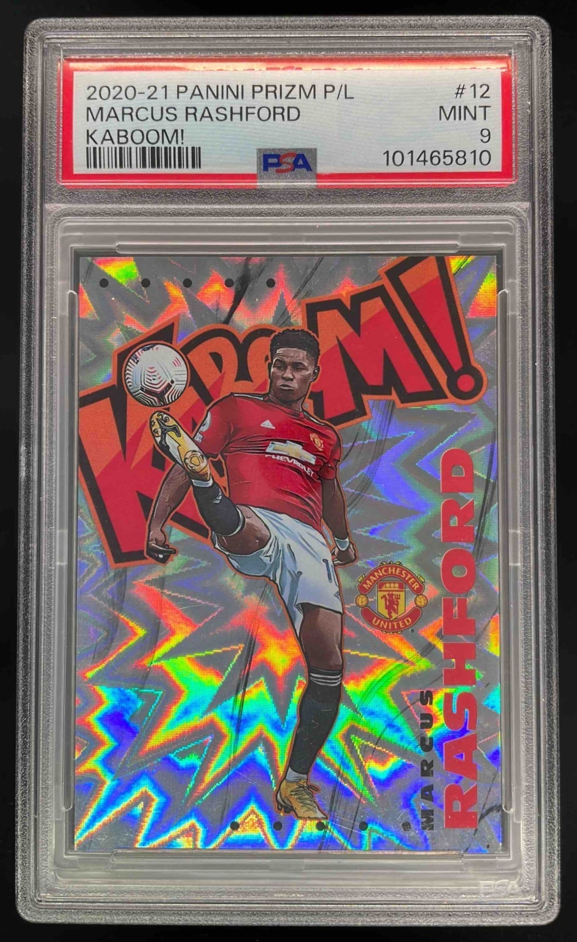 2020-21 Panini Prizm Premier League Kaboom SSP #12 Marcus Rashford PSA 9