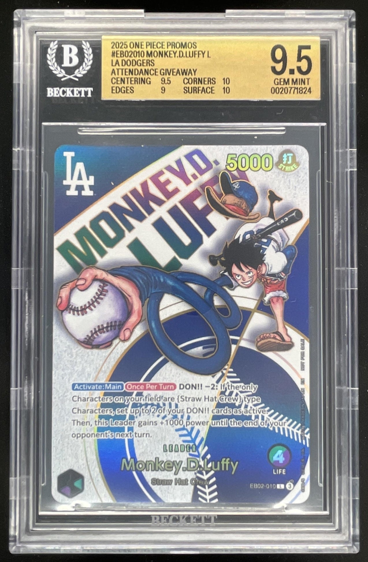 2025 One Piece Anime 25th Collection #EB02-010 Monkey D. Luffy Leader BGS 9.5