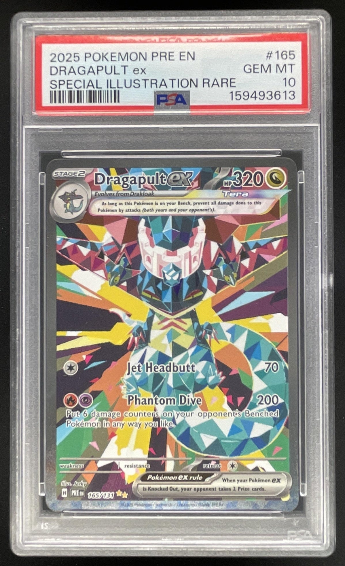 2025 Pokemon Prismatic Evolutions #165 Dragapult ex Special Illustration PSA 10