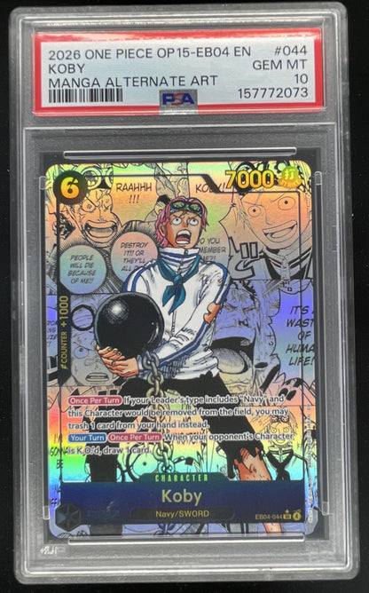 2026 One Piece Adventure on Kami's Island Manga Art #EB04-044 Koby PSA 10