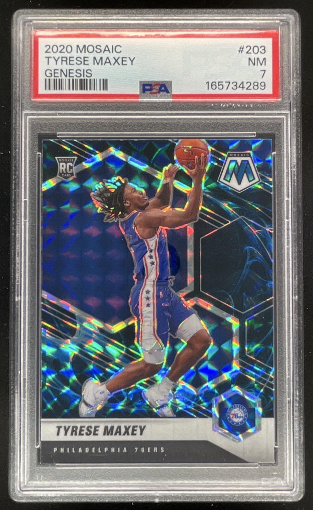 2020-21 Panini Mosaic Genesis #203 Tyrese Maxey RC PSA 7