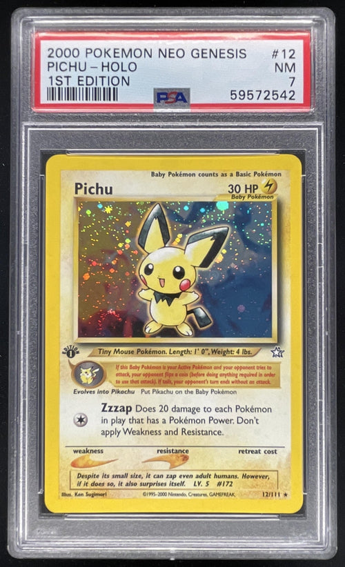2000 Pokemon Neo Genesis 1st Edition #12/111 Pichu Holo PSA 7