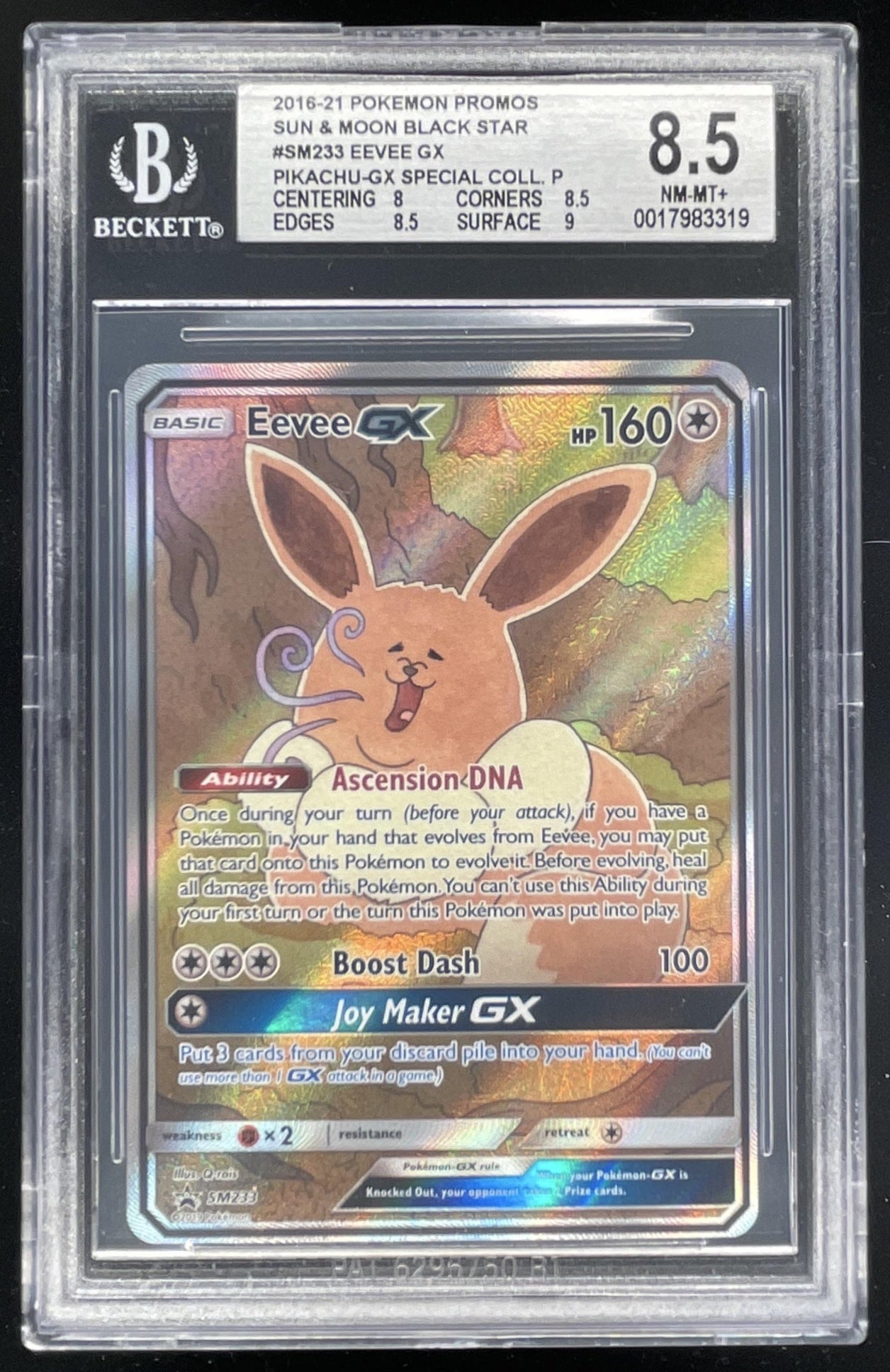 2016-21 Pokemon SM Black Star Promos #SM233 Eevee BGS 8.5