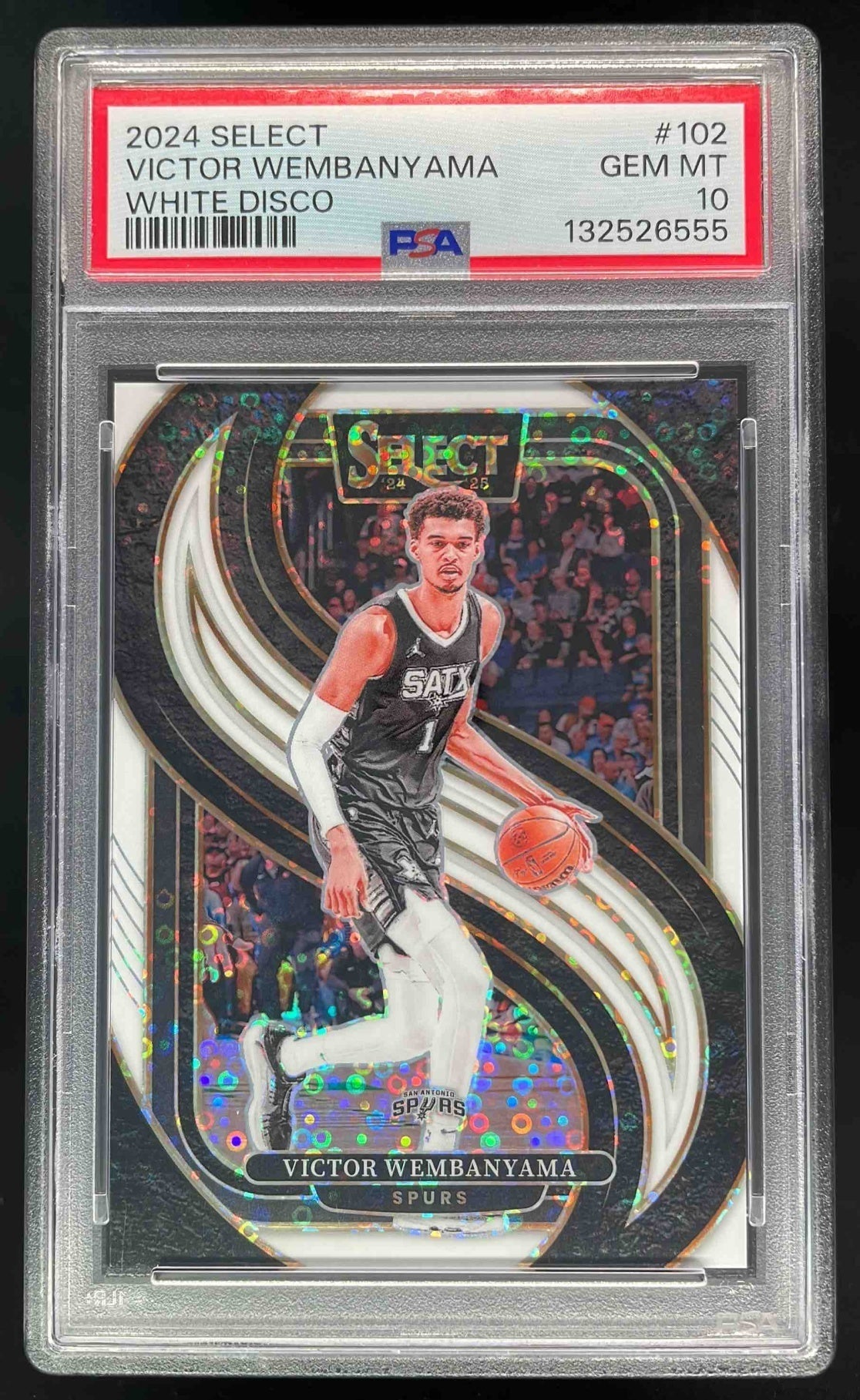 2024-25 Select Premier White Disco Prizm #102 Victor Wembanyama /75 PSA 10