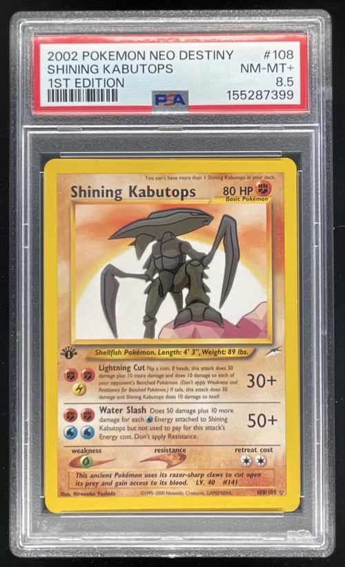 2002 Pokemon Neo Destiny 1st Edition #108/105 Shining Kabutops Holo PSA 8.5