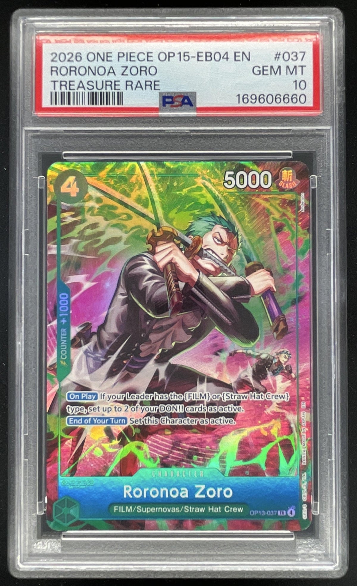 2026 One Piece Adventure on Kami's Island #037 Roronoa Zoro Treasure Rare PSA 10