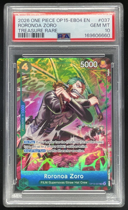 2026 One Piece Adventure on Kami's Island #037 Roronoa Zoro Treasure Rare PSA 10