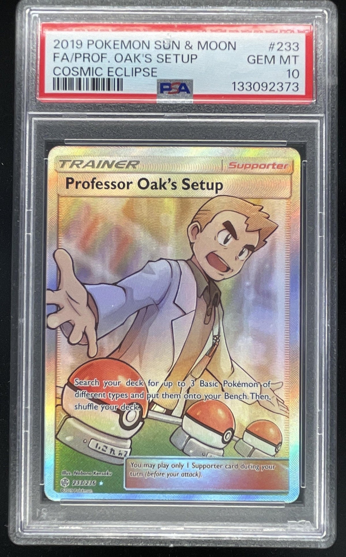 2019 Pokemon Sun & Moon Cosmic Eclipse #233/236 Professor Oak's Setup PSA 10