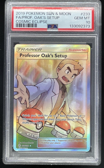 2019 Pokemon Sun & Moon Cosmic Eclipse #233/236 Professor Oak's Setup PSA 10