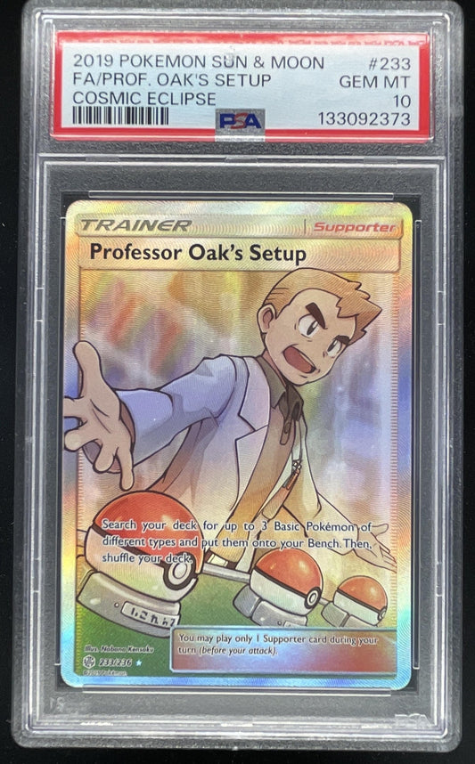 2019 Pokemon Sun & Moon Cosmic Eclipse #233/236 Professor Oak's Setup PSA 10