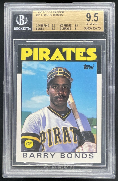 1986 Topps Traded #11T Barry Bonds RC BGS 9.5