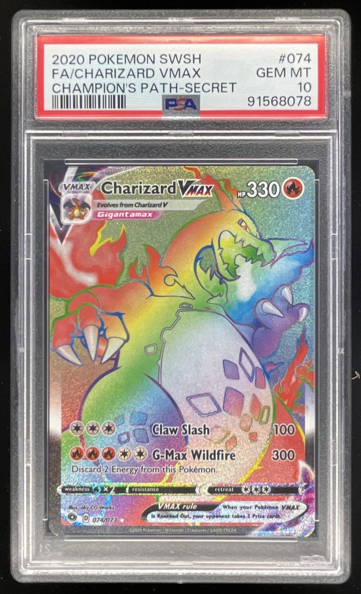 2020 Pokemon Sword & Shield Champion's Path Holo Full Art #074 Charizard PSA 10