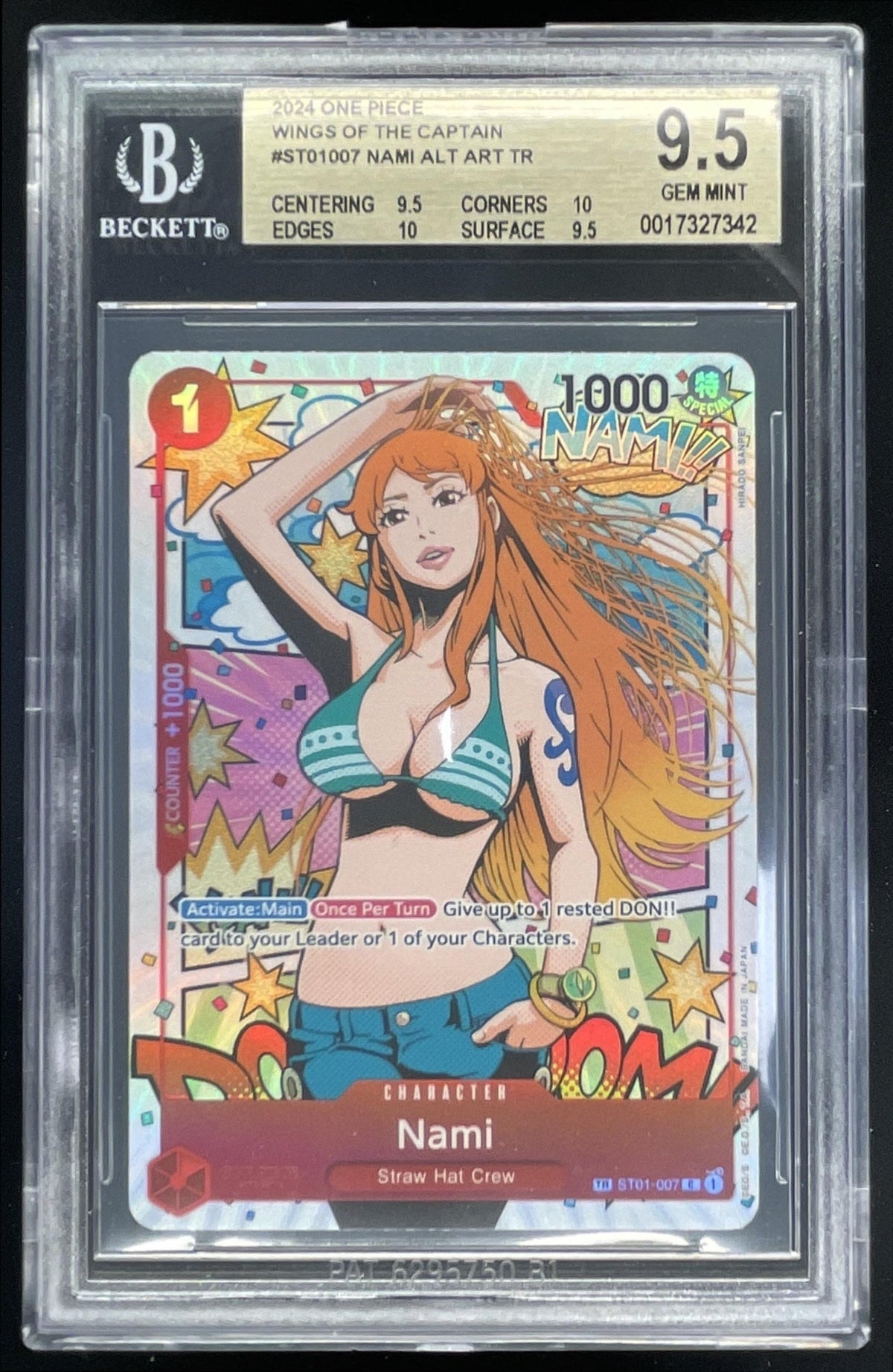 2024 One Piece Wings of The Captain Treasure Rare #ST01-007 Nami BGS 9.5
