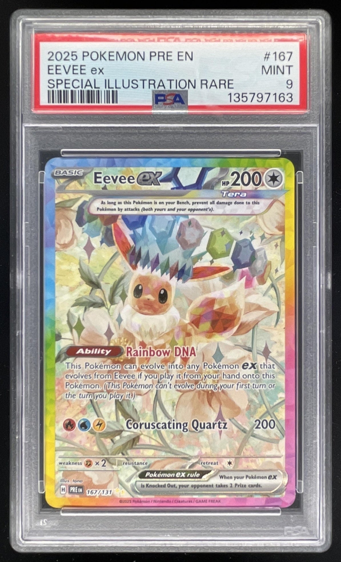 2025 Pokemon Prismatic Evolutions #167/131 Eevee ex Special Illustration PSA 9