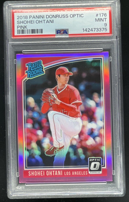 2018 Donruss Optic Pink Prizm #176 Shohei Ohtani RC Rated VAR PSA 9