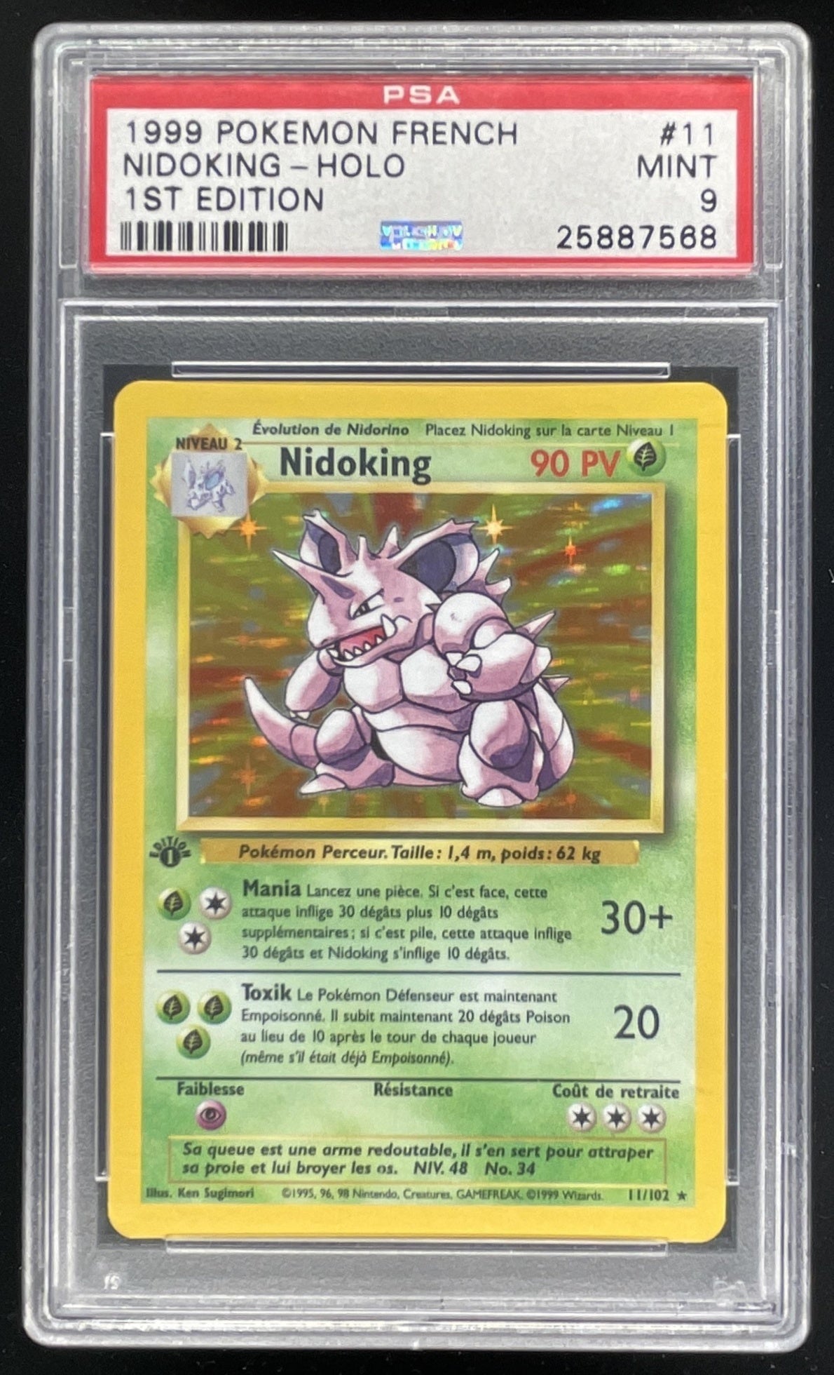 1999 Pokemon 1st Edition French #11/102 Nidoking Holo PSA 9