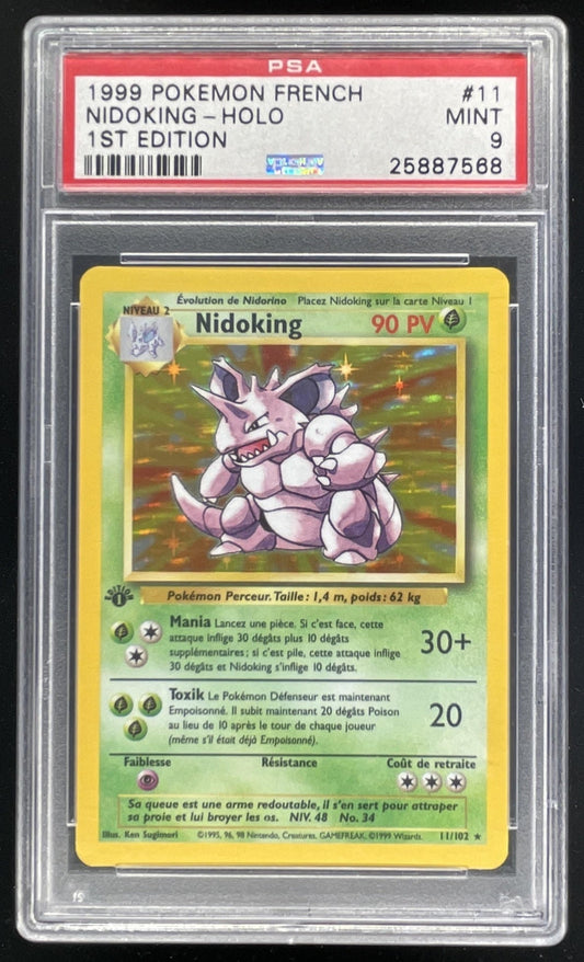 1999 Pokemon 1st Edition French #11/102 Nidoking Holo PSA 9