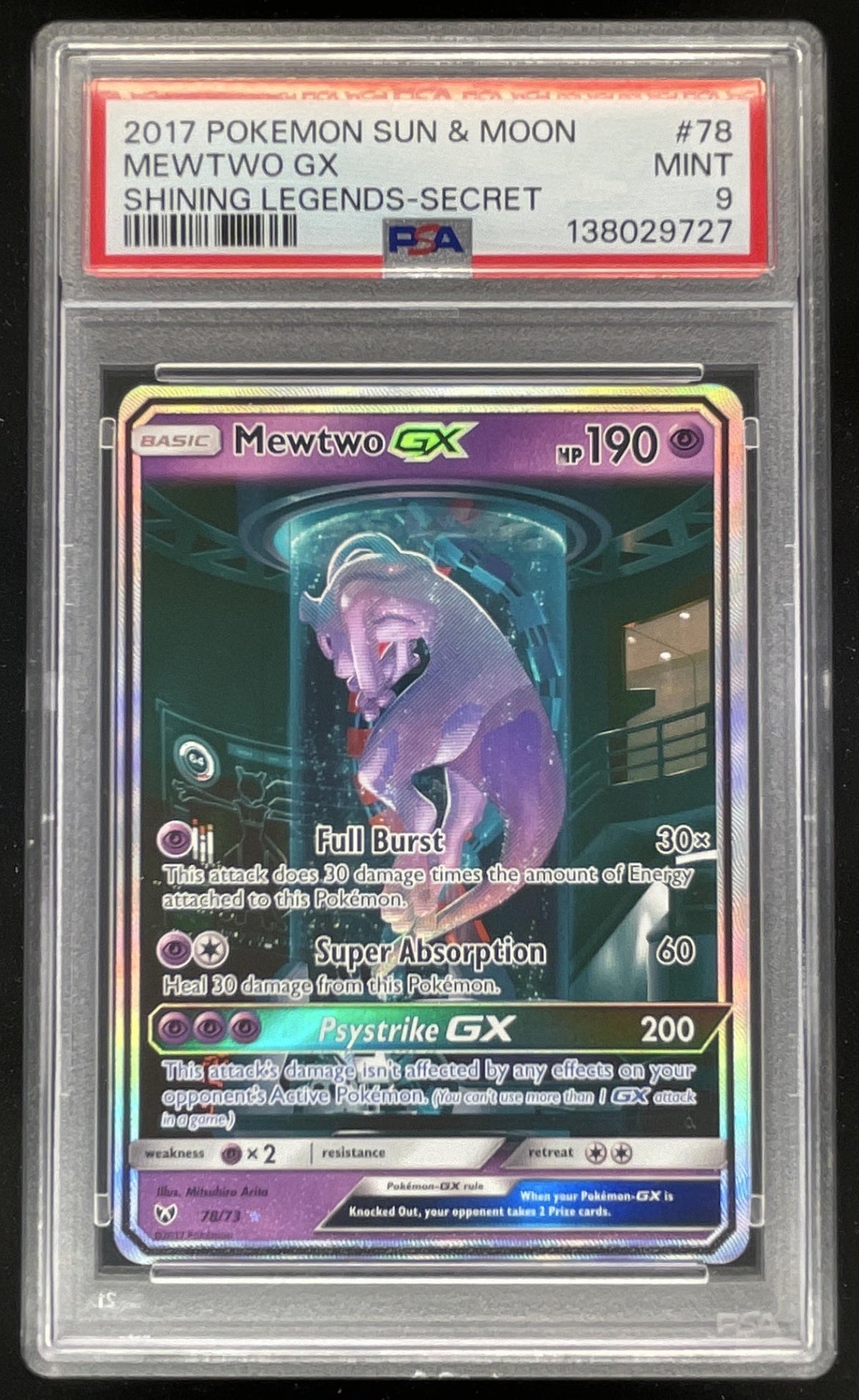 2017 Pokemon Shining Legends #78/73 Mewtwo PSA 9