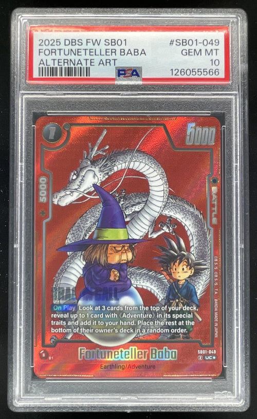 2025 Dragon Ball S Fusion World #SB01-049 Fortuneteller Baba Alt Art PSA 10