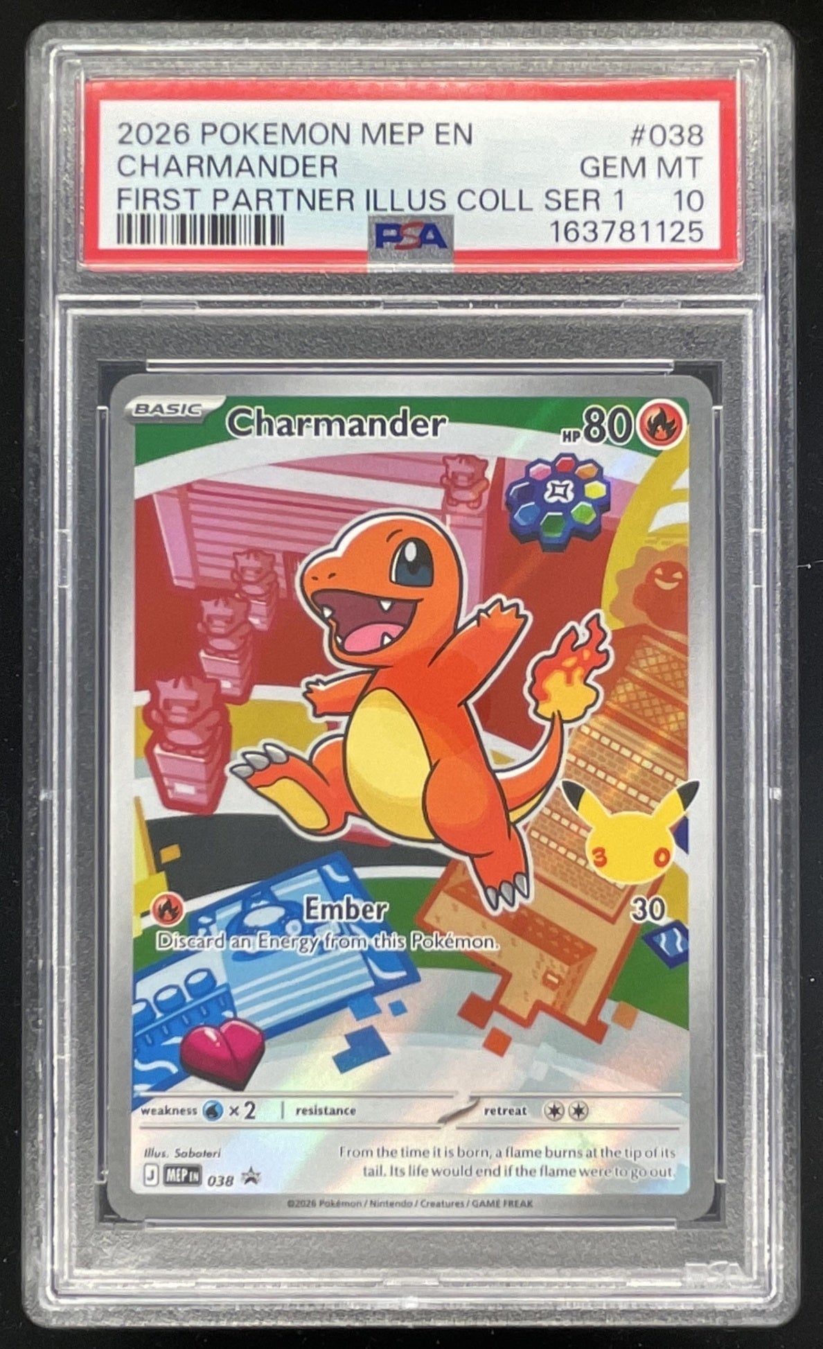 2025 Pokemon Black Star Promos #038 Charmander First Partner Illustration PSA 10